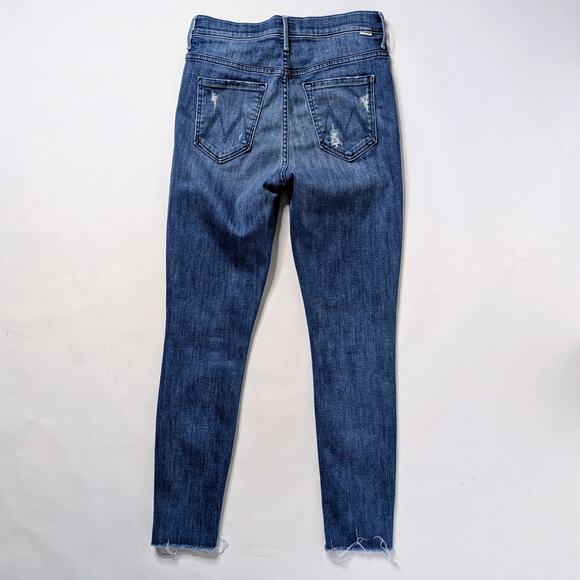 Mother Jeans Stunner Ankle Fray Graffiti Girl 27 Blue Skinny Button Fly GUC - Picture 12 of 12